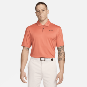 Ensfarvet Nike Dri-FIT Tour-golfpolo til mænd - Orange